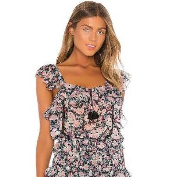 Saylor Smocked Waist Floral Top M - Picture 1 of 6